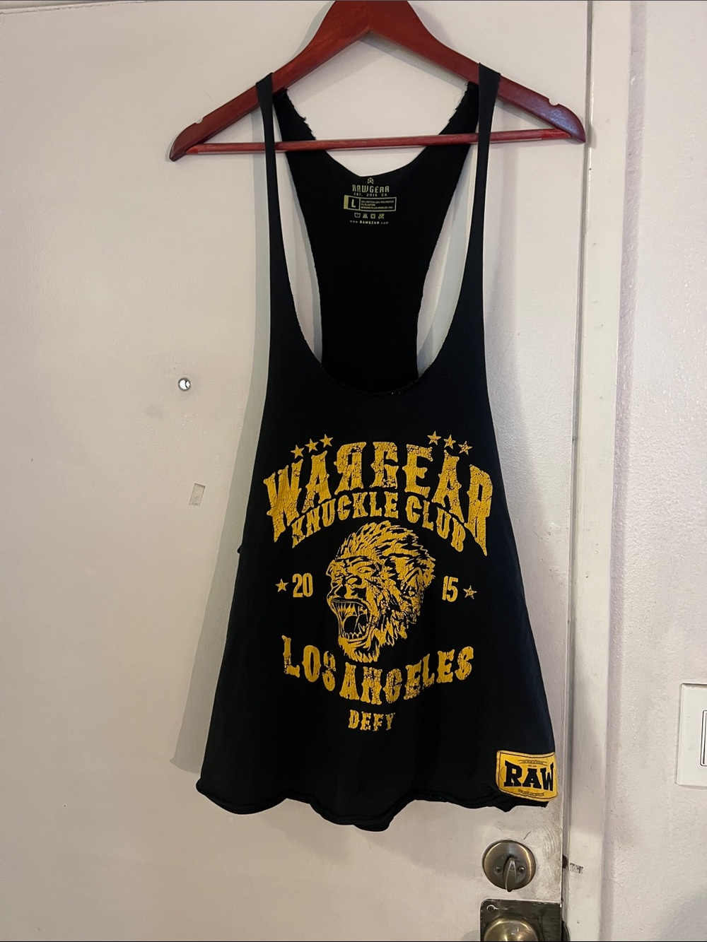 RawGear, WARBEAR Knuckle Club Black & Gold Tank Top, Large